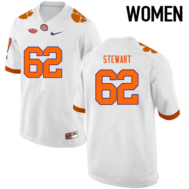Women Clemson Tigers #62 Cade Stewart College Football Jerseys-White